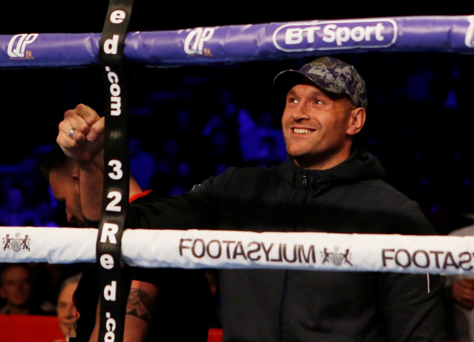  Fury was all smiles, despite Eddie Hearn labelling his fight against Tom Schwarz as 'terrible'