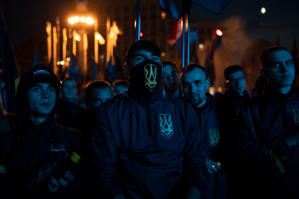 In October 2018, nationalist movements attend a rally marking Defender of Ukraine day in Kiev