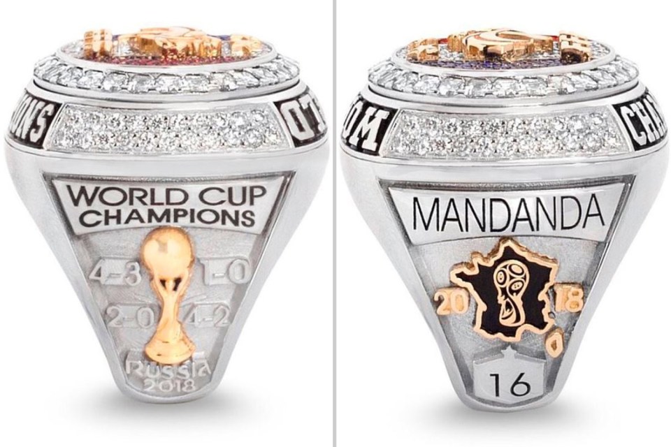 The designs on the ring were symbolic to Frances achievement of winning the World Cup