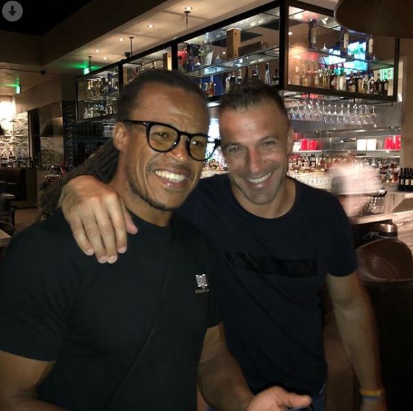 Former Juventus teammate Edgar Davids has dropped in to see Del Piero