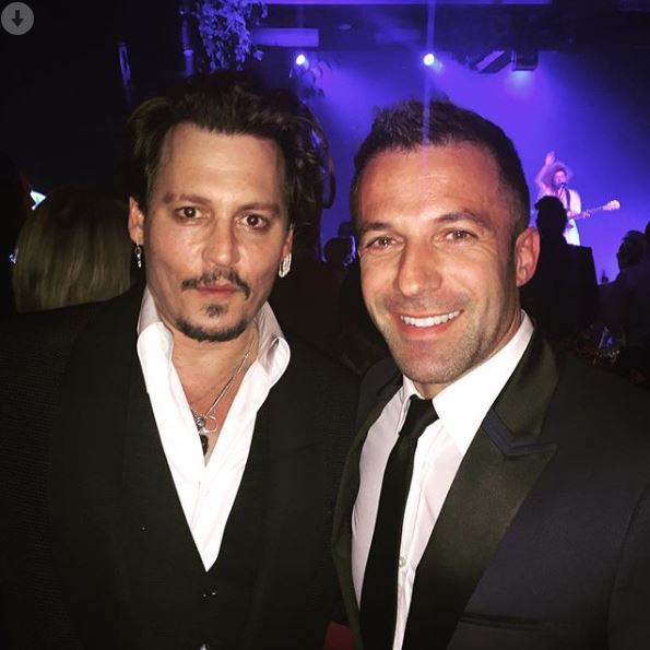 In Hollywood, Del Piero is making friends in high places like Johnny Depp