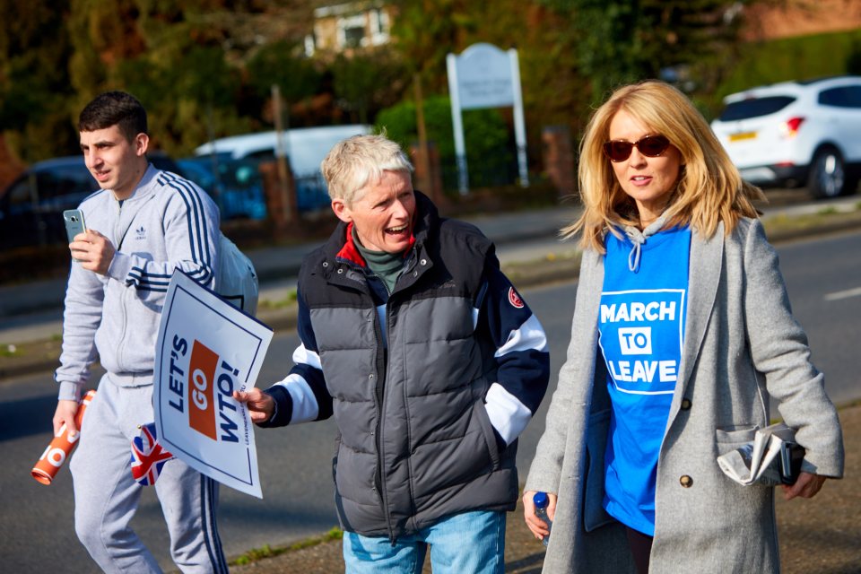  Esther McVey today joined pro-Brexit voters on a protest march