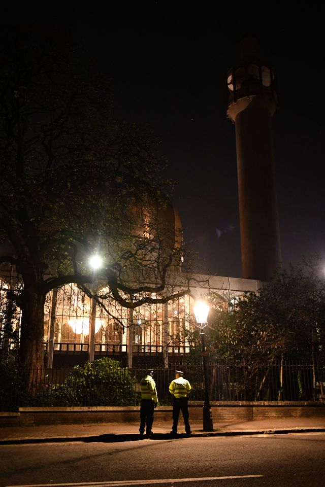  Police officers outside London Central Mosque which was surrounded by officers