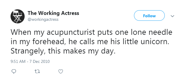  She told her followers of how her acupuncturist sticks needles in her forehead