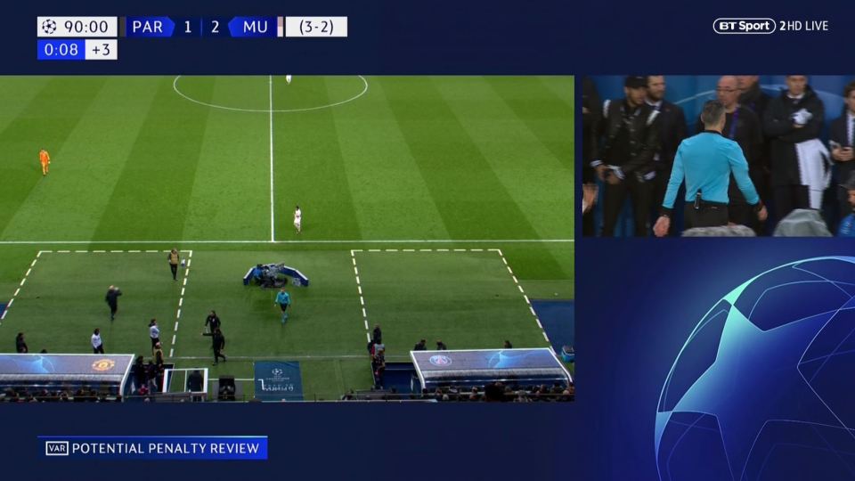  The referee rushed off the field to consult with the video assistant referees