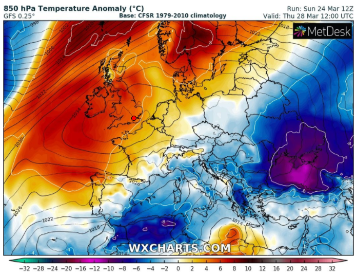  England and Wales will see temperatures reach highs of 18C by the end of this week