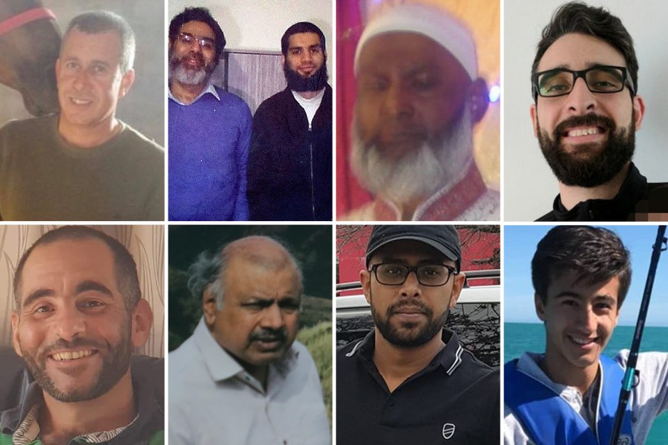  (From top left) Khaled Mustafa, father and son Naeem Rashid and Talha, Ashraf Ali, Atta Elayyan, Hussain al-Umari, Akhtar Khokhur, Vora Ramiz and Hamza Mustafa were all victims of the mass shooting