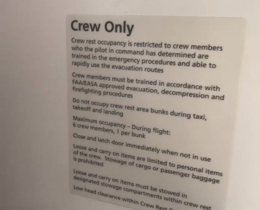  Only crew members are allowed to use the bunks