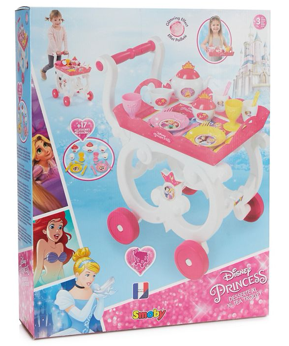  Straight from the world of Disney, this enchanting trolley includes plates, egg cups, tea cups and a teapot