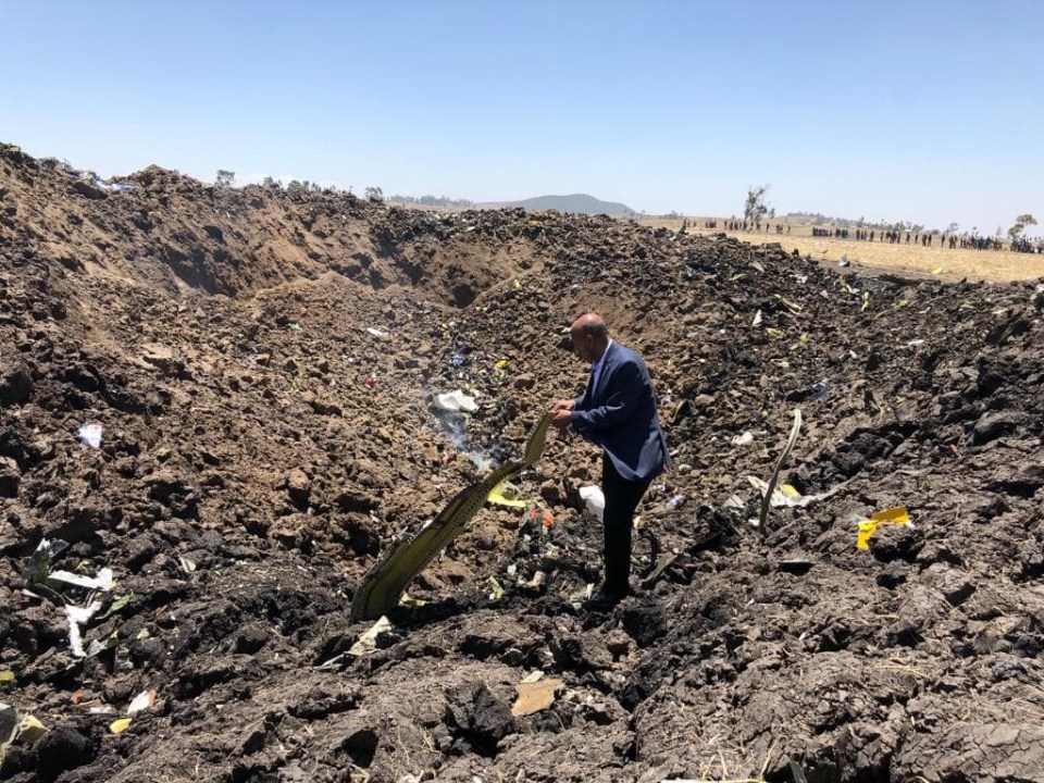 Ethiopian Airlines released a picture of its CEO at the site of the crash