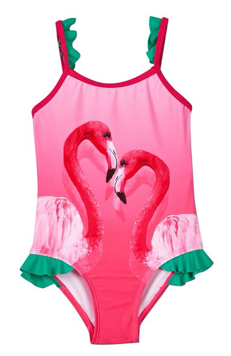  Shoppers can get this pink swimsuit with flamingo print and green straps for a discount price ahead of summer