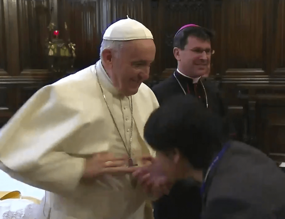  Another woman also tried to kiss the Pope's ring but again without success