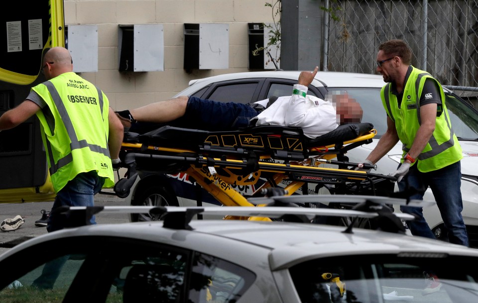 The gunman opened fire at a mosque in New Zealand killing multiple people. Paramedics are seen here taking the wounded to a Christchurch hospital