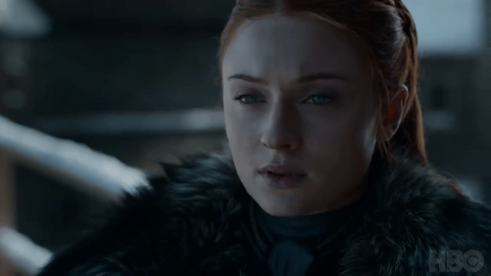  Sansa looks on suspiciously at Jon and Daenerys