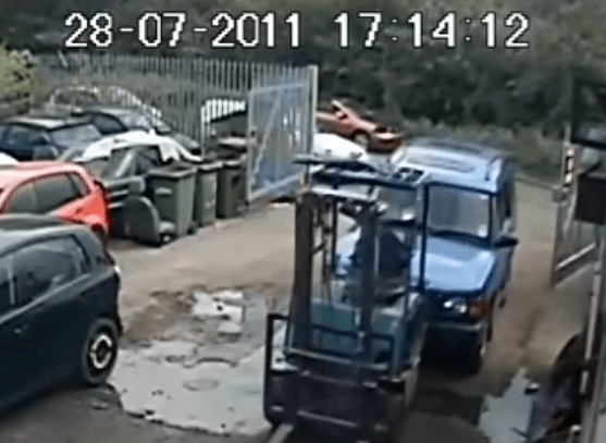 It was then driven into the forklift truck repeatedly