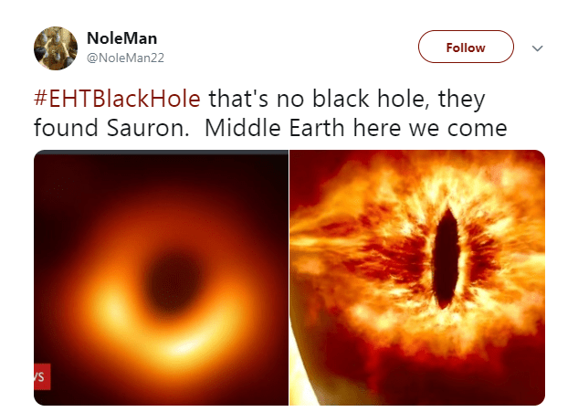  Many compared the black hole to the Eye of Sauron