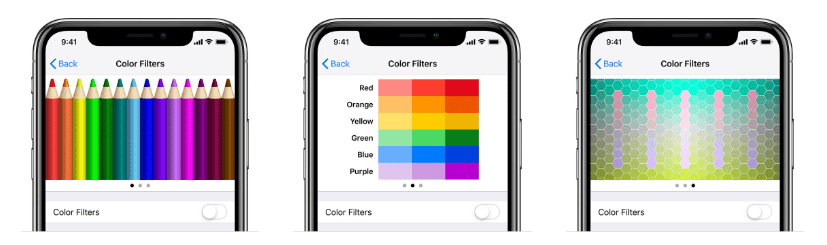  You can choose various colour filters in iPhone settings