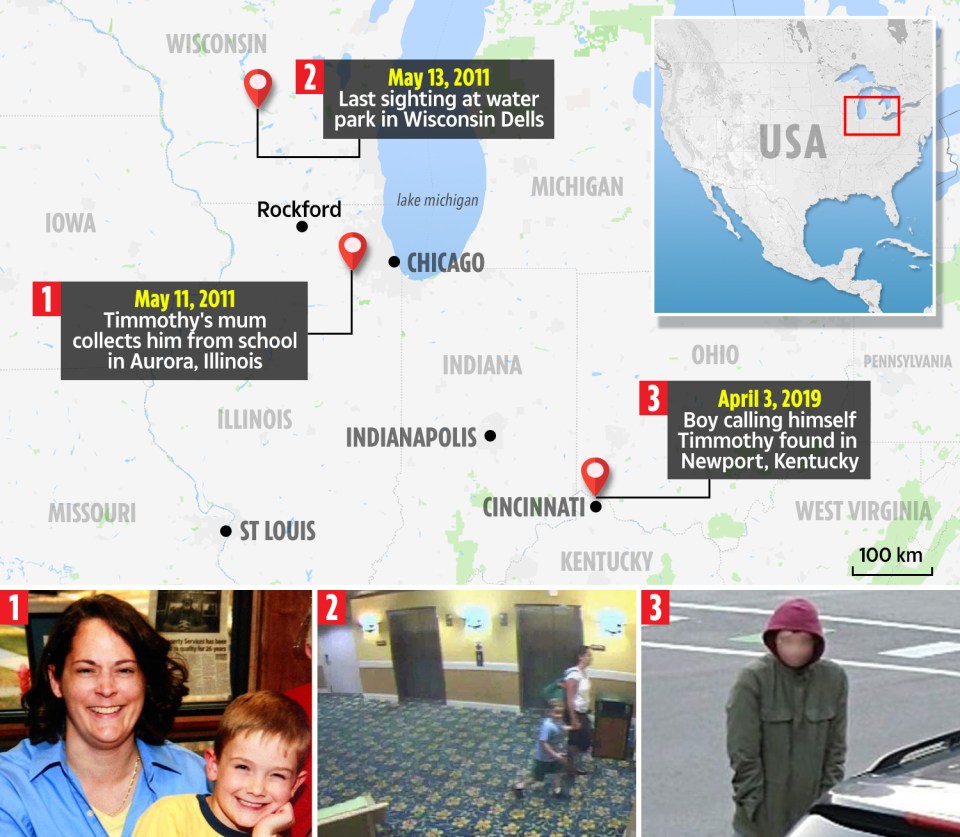  Rini was almost 500 miles from where Timmothy was last seen eight years ago