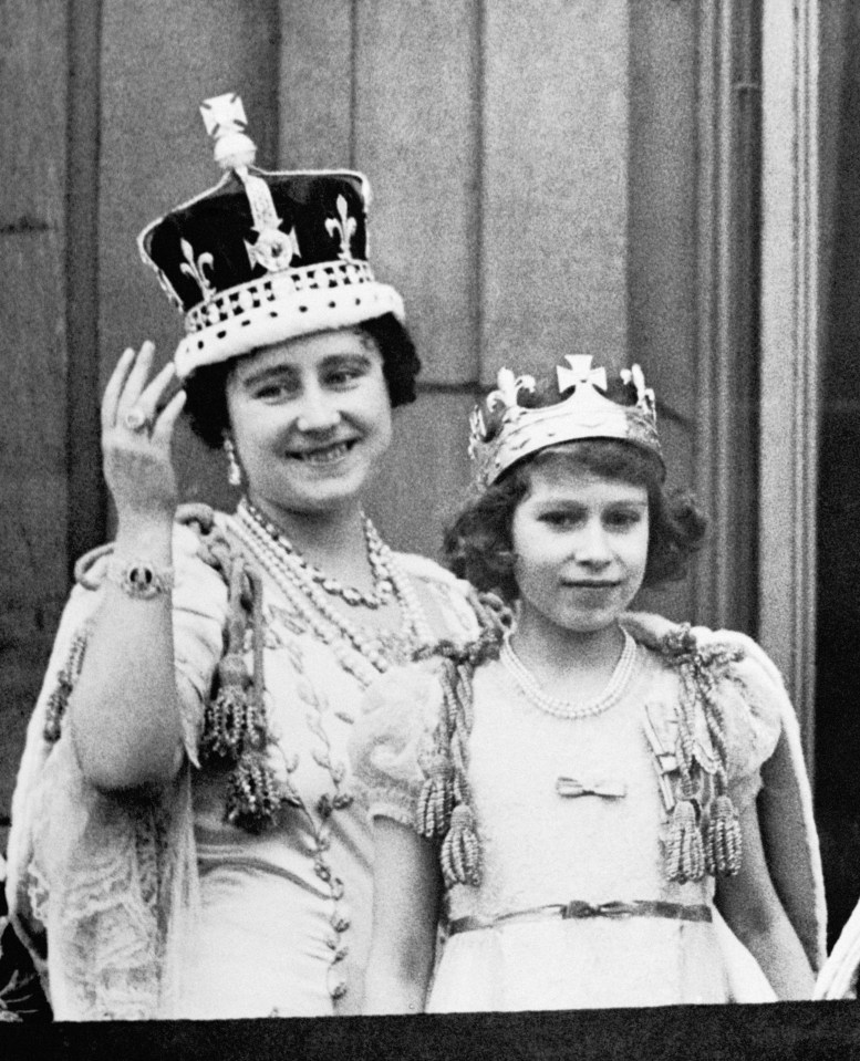 The Queen Mother, pictured here with Elizabeth I at the coronation of her husband King George VI, wore the crown with the famous Kohinoor jewel