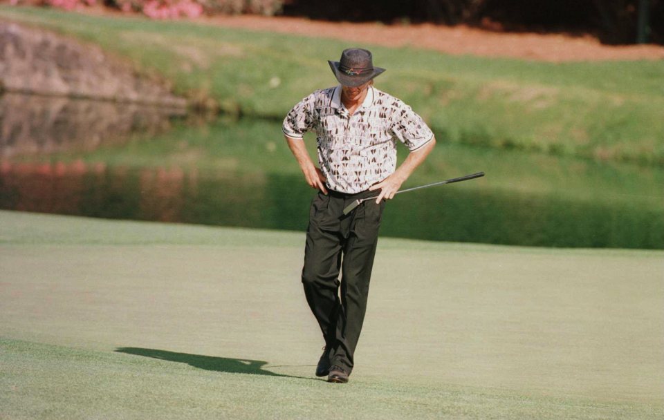  Greg Norman's meltdown in 1996 allowed Nick Faldo to claim the green jacket