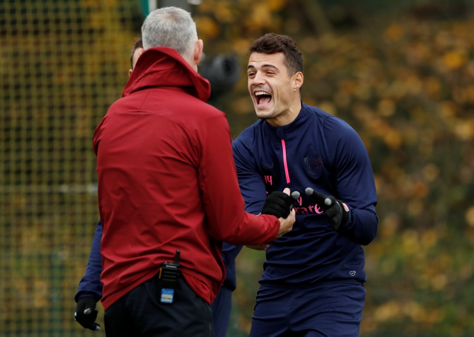  Xhaka often posts photos from the club's training sessions - but has not been seen after picking up a muscular problem while on international duty