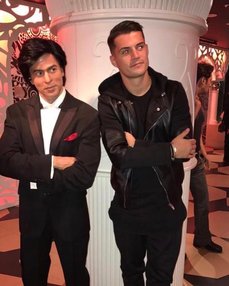  Granit Xhaka posed for a photograph of the actor's waxwork three years ago