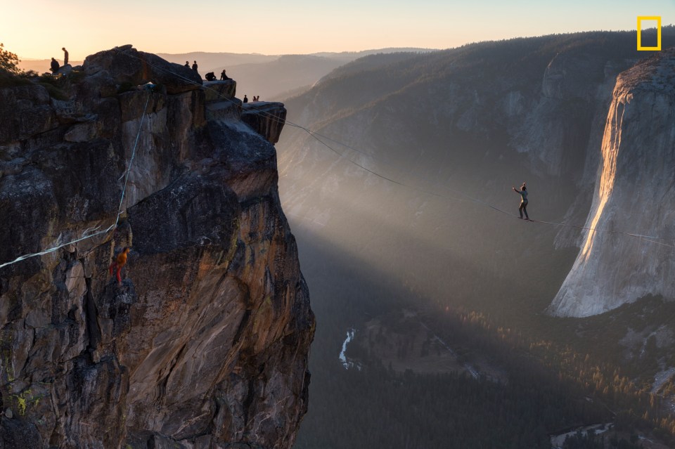  Abhishek Sabbarwal captured a slackliner in Yosemite National Park in California. He said: 'This was my first ever hike to taft point in Yosemite National Park. I had seen so many beautiful pictures of this location before. After reaching the point, I saw these slackliners. It was amazing to watch these guys over the high cliffs. The setting sun made it even more awesome with its rays beaming through the valley. What a sight! Felt really lucky to be at the right place at the right time'