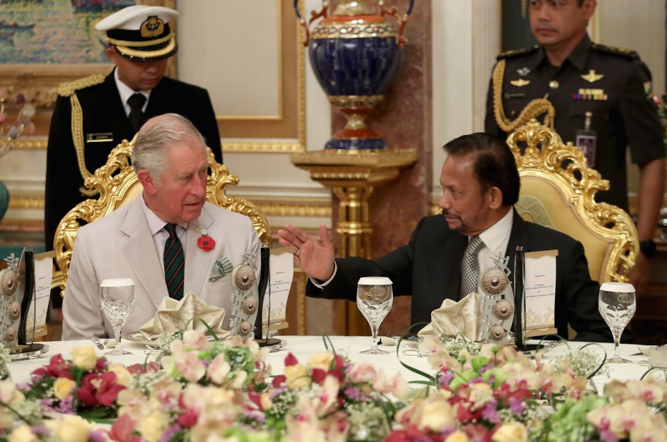  Prince Charles enjoys high tea at the palace in Brunei in 2017