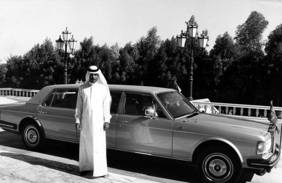  The Prince with a custom-built six door Rolls in 1984