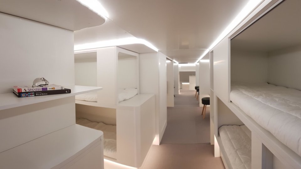 The windowless cabins could allow economy passengers a better chance at sleeping