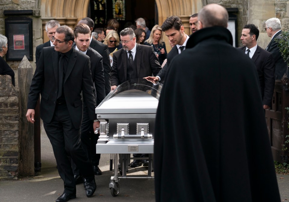  His coffin was wheeled out of the church today