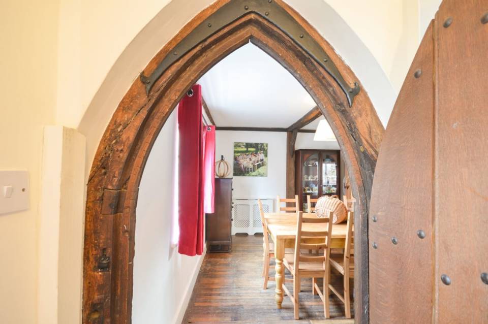  All the doorways have church-style curved frames