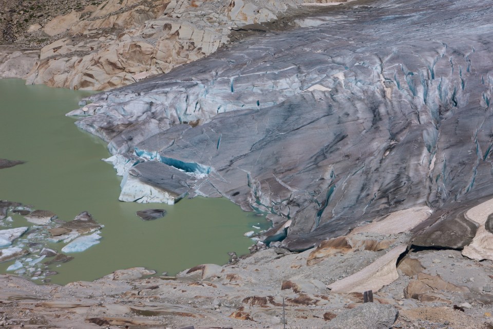  The Rhone glacier was the largest glacier in the European Alps during the most recent ice age but is now a small valley glacier