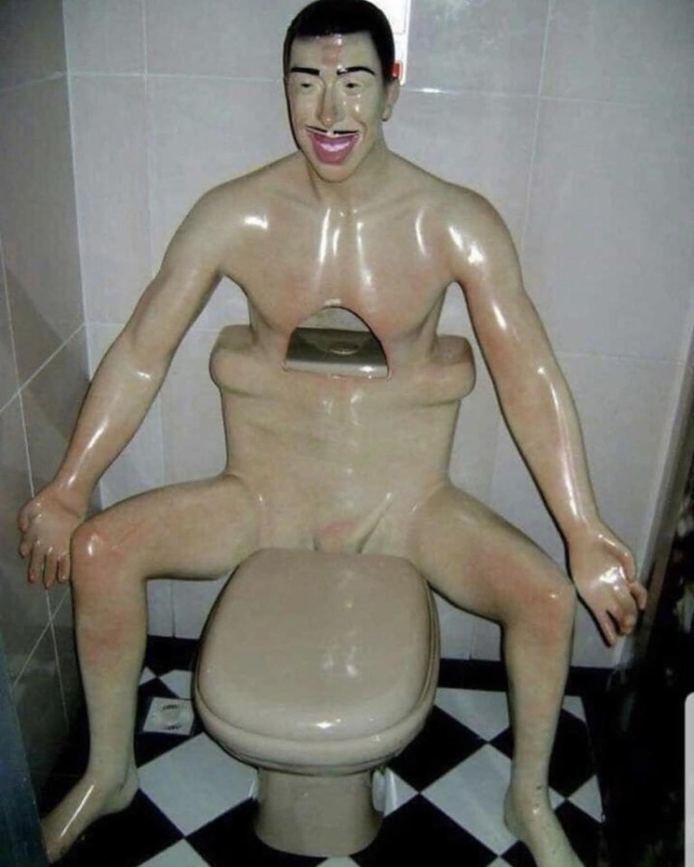  Anyone wanting to use this toilet may struggle to relax in between the legs of the porcelain statue