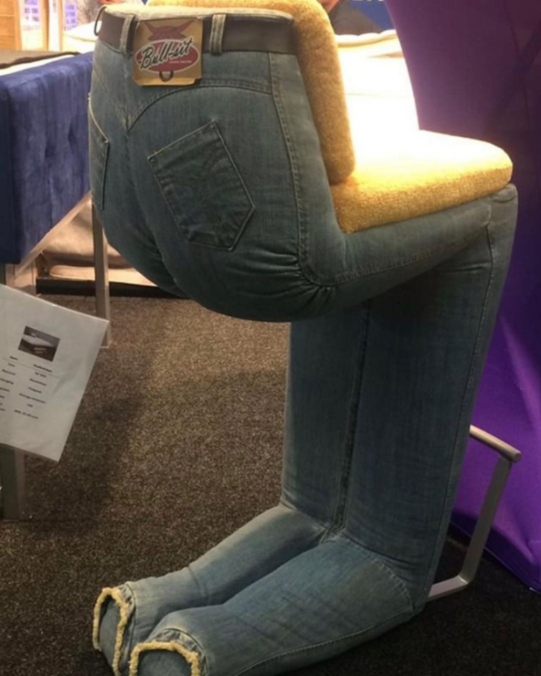  Enjoy sitting on the lap of this chair designed to look like human legs