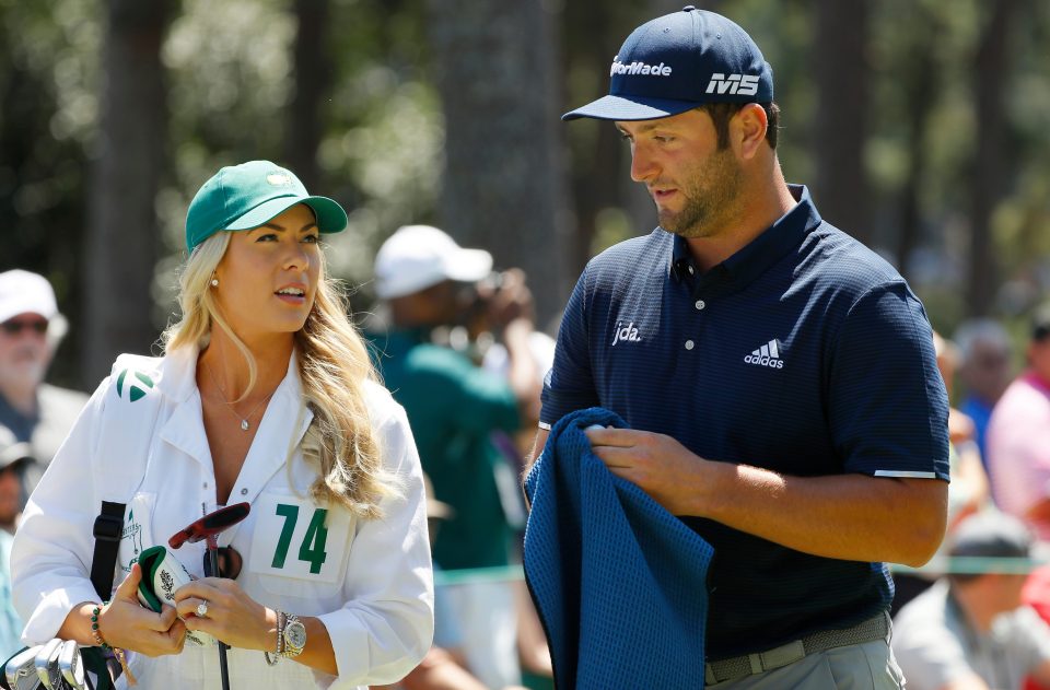  Jon Rahm with his girlfriend Kelley Cahill during the par-three contest