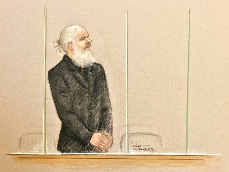  Assange pictured in court yesterday wearing a black suit with his grey hair tied up