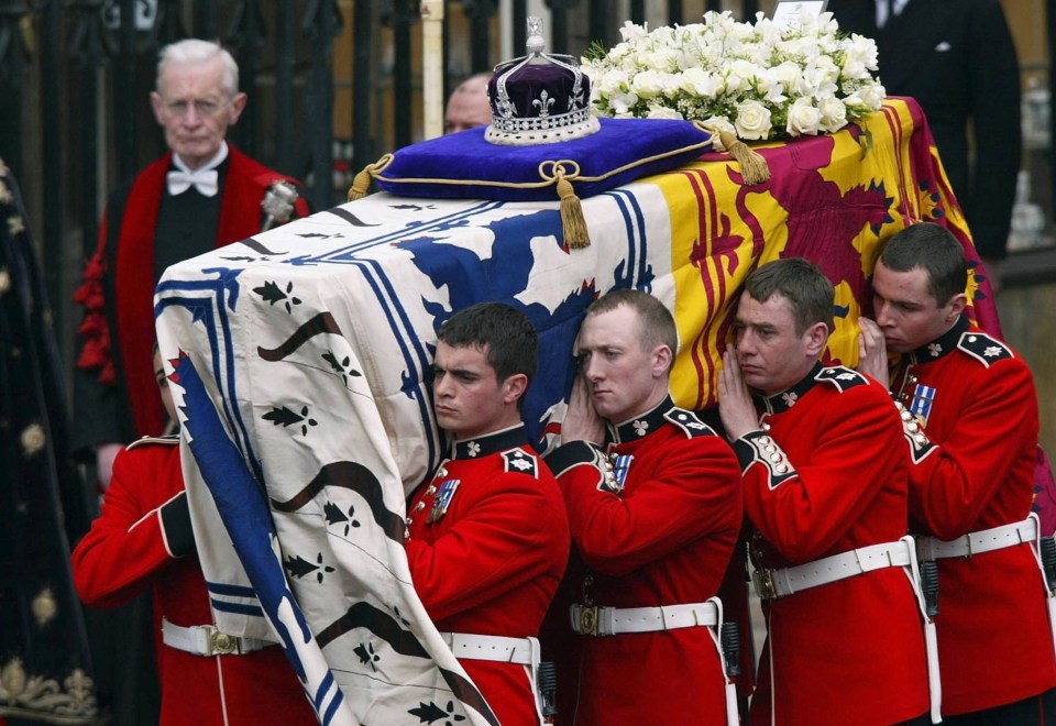 The crown – which has 2,800 diamonds – was placed on the coffin of the Queen Mother