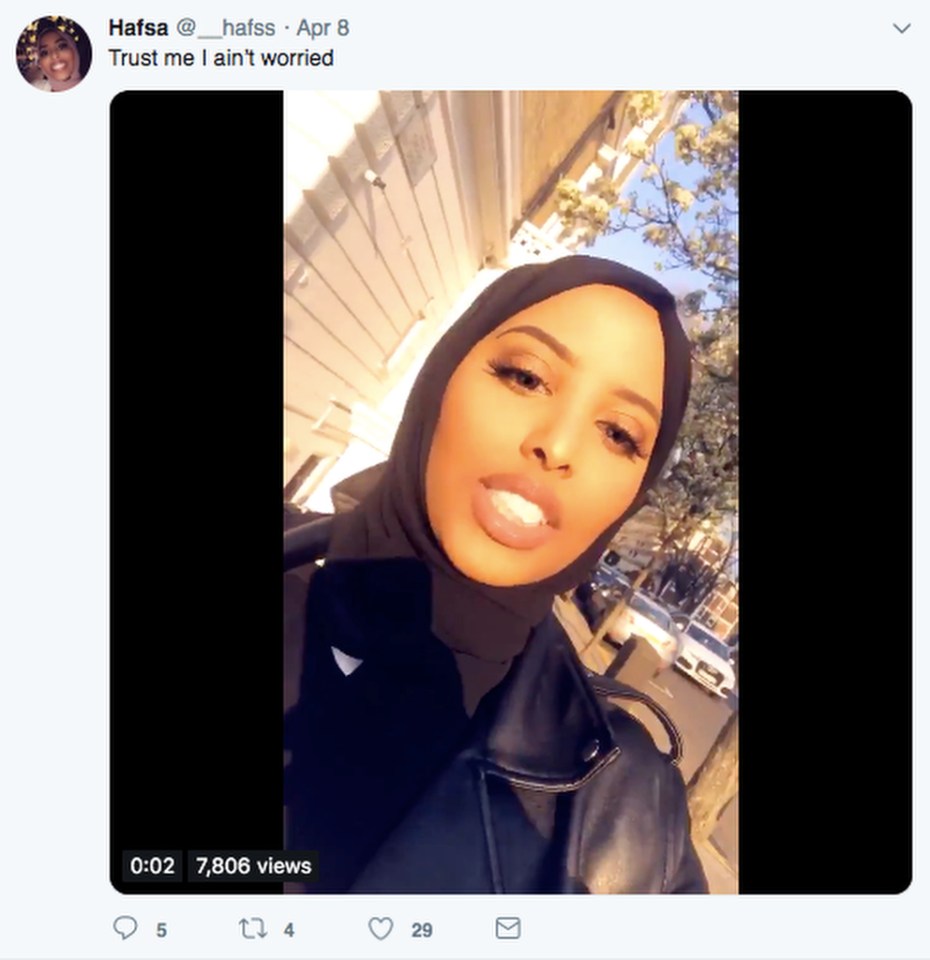  Hafsa has since posted a video to her Twitter page claiming she's not afraid after receiving a lot of abuse