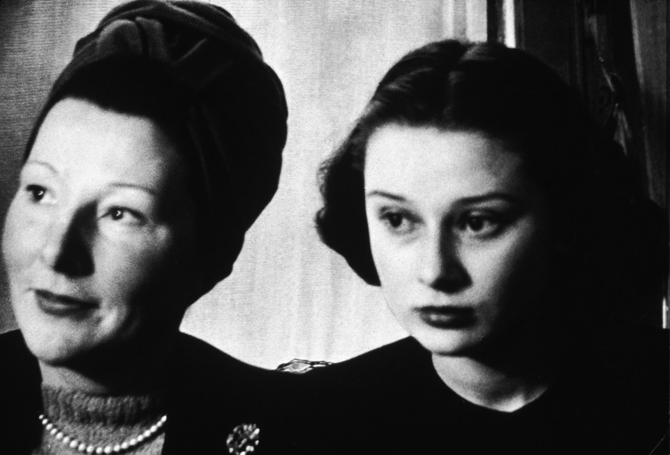 Belgian-born actor Audrey Hepburn (1929 – 1993) as a teenager with her mum, Dutch baroness Ella Van Heemstra, pictured above in 1946