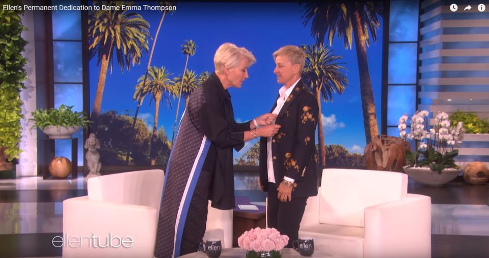 The stage and screen dame showed her host exactly how Wills caught her nipple while pinning on medals