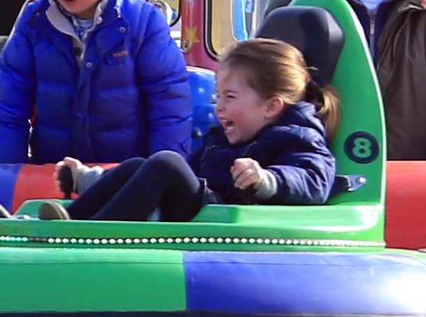 Princess Charlotte went for a spin on the dodgems 