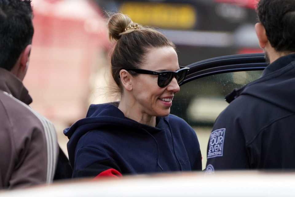  Meanwhile Mel C arrived wearing a red and navy matching tracksuit