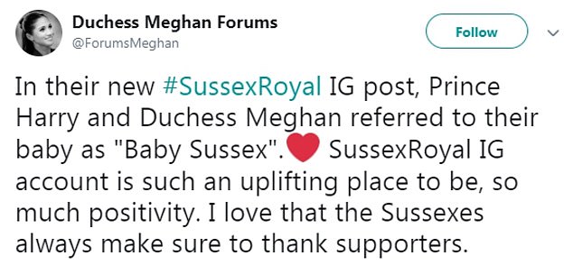  This Meghan fan account praised the positivity the royal couple's Instagram page has