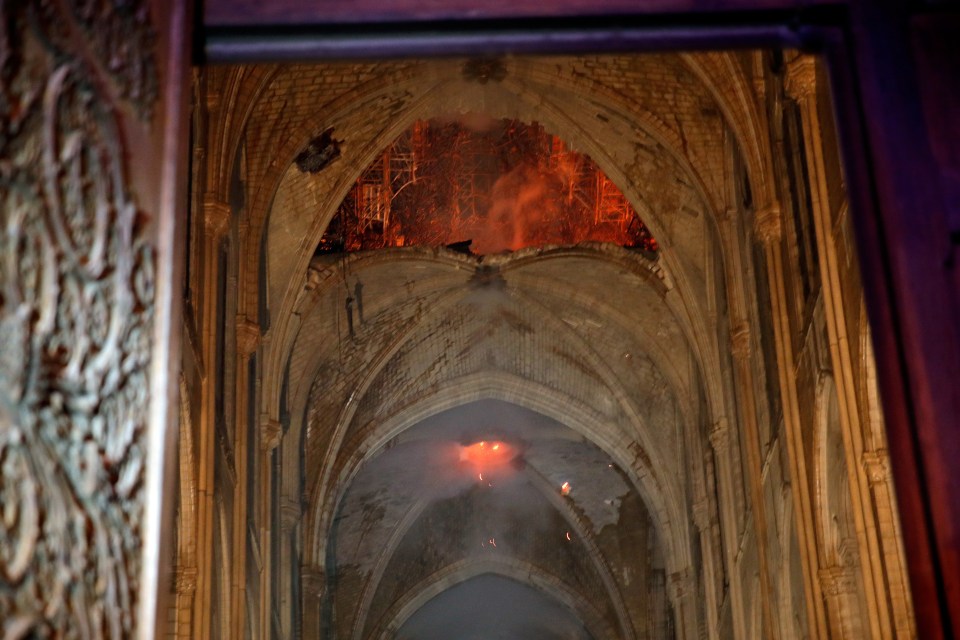 Shocking pictures show the collapsed roof of the iconic cathedral