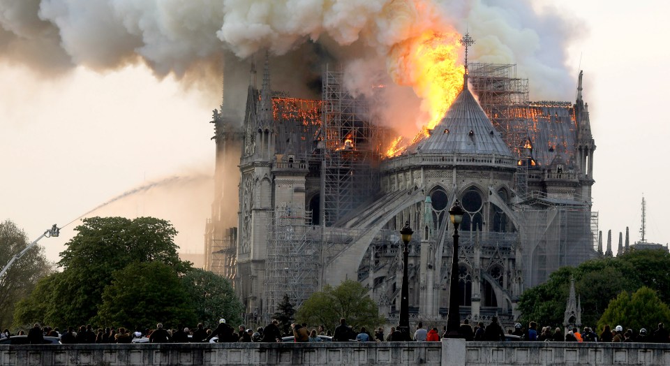  The Notre Dame Cathedral burst into flames yesterday