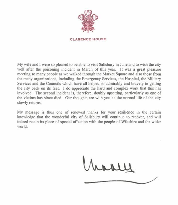  Prince Charles used the 'American' spellings in a letter to the Lord Lieutenant of Wiltshire in 2018