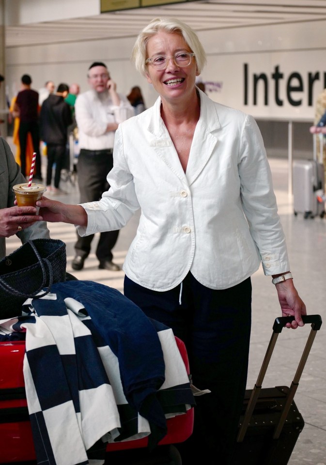  Emma Thompson arriving at Heathrow on Wednesday before joining Extinction Rebellion's protest