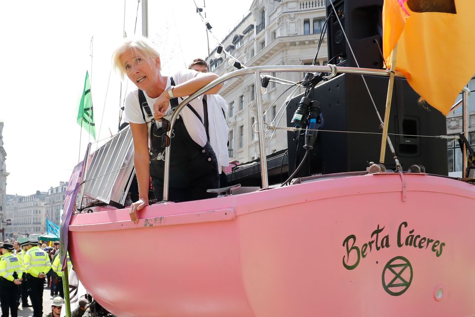  Love Actually star Dame Emma Thompson, 60, addresses crowds at the Extinction Rebellion protest on Oxford Circus in London