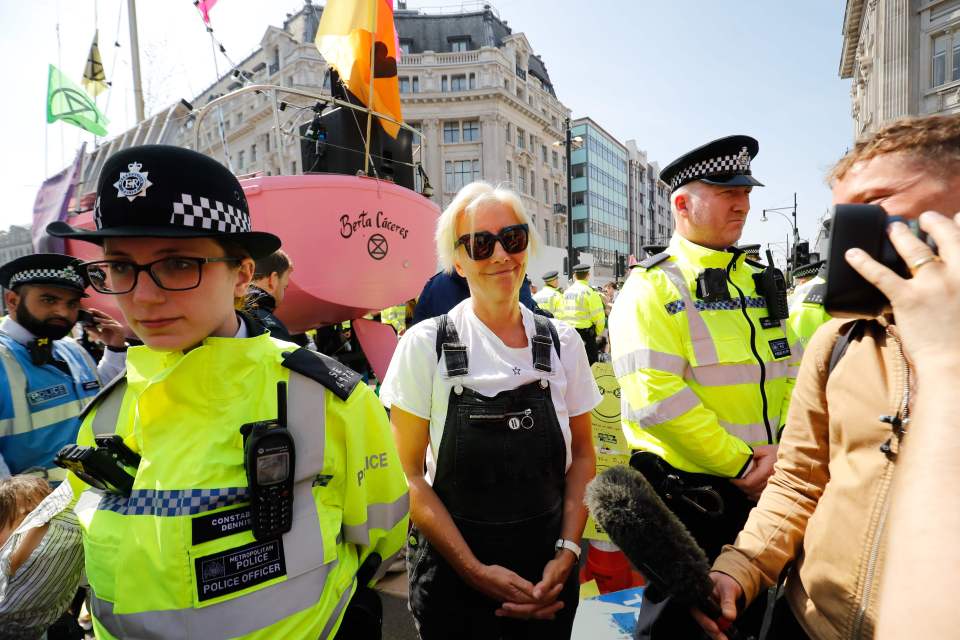  Dame Emma's pink protest boat was surrounded by police before being dismantled